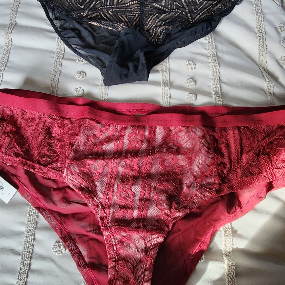 Adore Me Black and Red Lace Panties